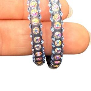 Caché navy hoops with multi color crystal detail